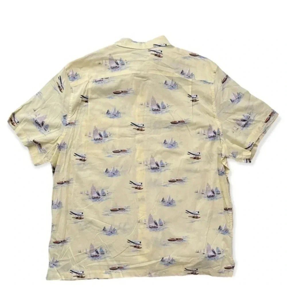 David Taylor Resort Short Sleeve Button Up Shirt Yellow Print‎ Men’s Size 2X - Picture 2 of 6